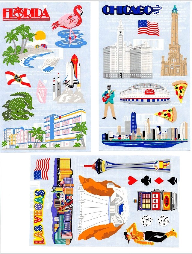 Mrs Grossmans Travel Destinations Sticker Sheets CHICAGO FLORIDA & LAS VEGAS