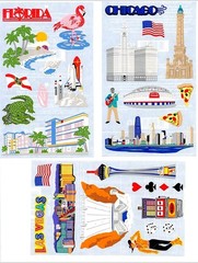Mrs Grossmans Travel Destinations Sticker Sheets CHICAGO FLORIDA & LAS VEGAS