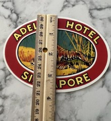 Adelphi Hotel Singapore Luggage Sticker Travel Label Tag Memorabilia Tigers