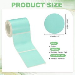 140 Pieces Thermal Printer Adhesive Paper, 2×2 Round Label, Green