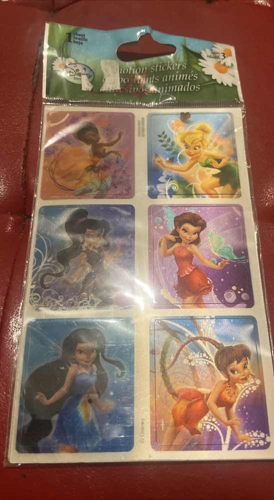 Disney Fairies Tinker Bell Motion Stickers~Sheet Size 4” X 6 1/2”~New In Package