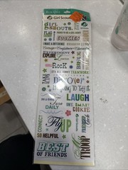 GIRL SCOUTS Rub-On transfers GSUSA youth organization NWT phrases sheet