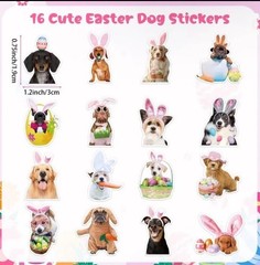 40 PCs ~1×1.2” Adorable Dogs In Easter Costumes Stickers 16 Designs
