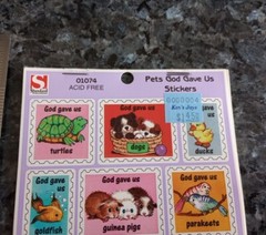 Vintage Stickers Cute Animals Cats Kittens Puppies Sticker Pack 5 Sheets 1998