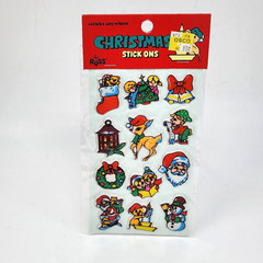 VINTAGE RUSS CHRISTMAS STICK ONS PUFFY STICKERS NOS SEALED IN PACKAGE SANTA BELL