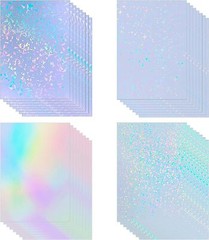 32 Hojas Holograficas Papel Adhesivo Vinilo Transparente Autoadhesivo Waterpro