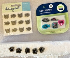 5 Diff Sets of Decorative Cat & Flower Themed Brads-Assorted Brands -You Choose