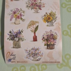 Vintage Modern Stickii Club Flowers Cottage core Junk Journal Sticker Sheet Lot