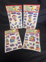 NIP Vintage 80’s Stickers Puffy Sniff And Scratch Grape Puffy N Smell Lot Of 4
