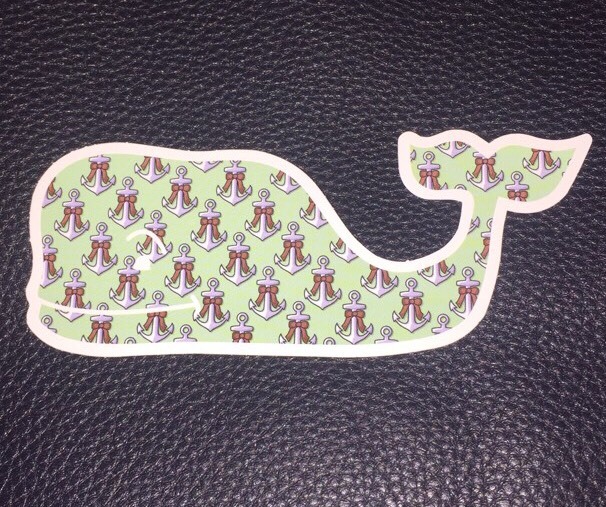 Authentic Vineyard Vines Anchors With Bows Whale Sticker 4 1/2″ X 1 7/8″