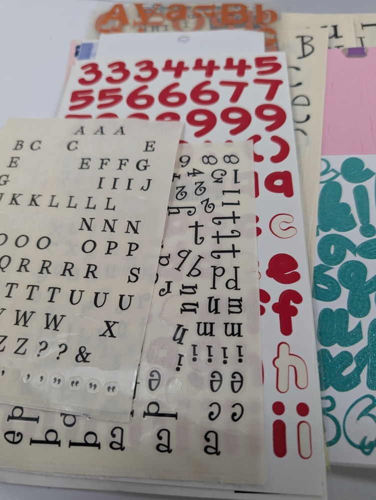 Letter Number Scrapbooking Stickers Lot Mixed Partially Used Sheets