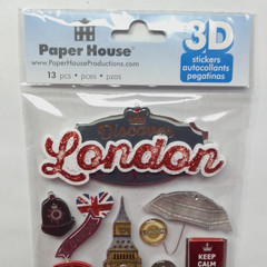 Paper House London England 3D Stickers Scrapbook Travel Vacation Crafts NIP
