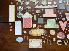 Basic Grey Scrapbook Paper Craft Embellishments Over 130 Pieces! Adhesive Crafts