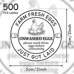Louise Maelys 2Inch Eggs Stickers 500Pcs Farm Fresh Egg Stickers,Unwashed Eggs L