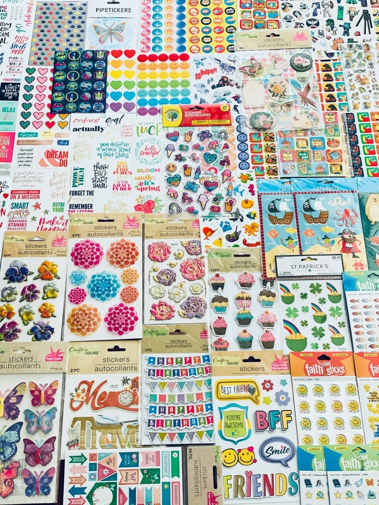 655+ STICKERS Happy Faces Hearts Stars Rainbows Unicorns Fashion Girl Power