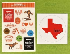 2 SHEETS OF WHATABURGER STICKERS (15 PER SHEET) 6×9 + TEXAS “HOME” STICKER 5”