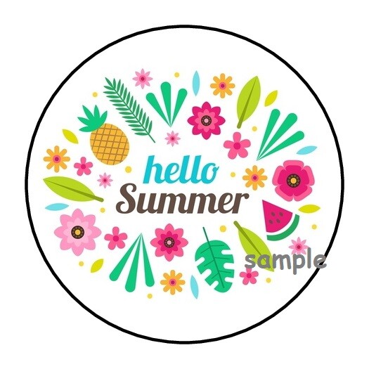 30 HELLO SUMMER ENVELOPE SEALS LABELS STICKERS 1.5″ ROUND GIFTS FAVORS FRUIT