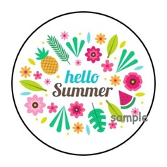 30 HELLO SUMMER ENVELOPE SEALS LABELS STICKERS 1.5″ ROUND GIFTS FAVORS FRUIT