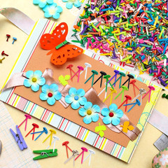 420 Pcs Brads for Paper Crafts, 14 Colors Metal Brass Brads Paper Fasteners, Min