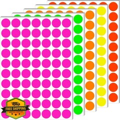 3/4 Inch Fluorescent Dot Stickers 1400pcs 5 Neon Colors Sale