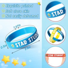 40 Pcs Star Student Bracelets 8 Colors Student Wristbands Reward Silicone Sta…