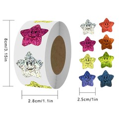 Colorful Smiley Face Star Stickers 1 Inch Self Adhesive 700 Stickers Per Roll