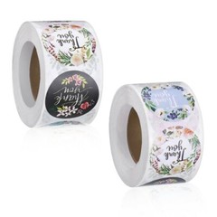 500/1000/4000 Pcs 1 inch Assorted Floral Thank You Stickers Round Sealing Labels