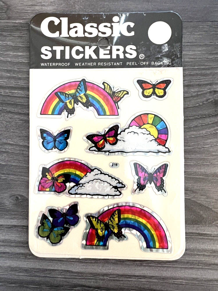 Vintage 1980 Classic Stickers Decal Specialties Prism RAINBOWS BUTTERFLY