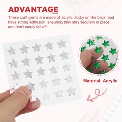 2 Sheet Star Gem Stickers 10mm, Self Adhesive Jewel Sticker Dark Green