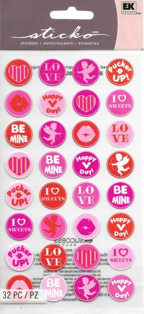 Valentine’s Day Valentine Hearts Kiss Be Mine Love Cupid Sweets Sticko Stickers