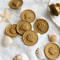 30pcs Handmade Wax Seal Stickers – 3D Scallop Design Self-Adhesive Envelope S…