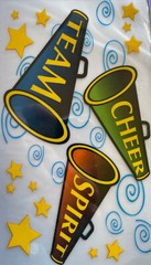 TEAM SPIRIT Iron Ons6 3 4x 3 3 4 HorizonCheerleaderMegaphoneHigh School