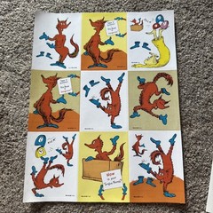 RARE! Dr. Seuss CAT IN THE HAT & FOX in SOCKS Stickers 2 Complete Sheets 8.5×11