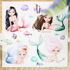 Violette Stickers – Mermaid Girls – 1 Ocean Fantasy Sticker Sheet – Stationery