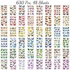 Butterfly Stickers(635 Pcs, 48 Sheets), Flower Stickers for Scrapbooking, Journa