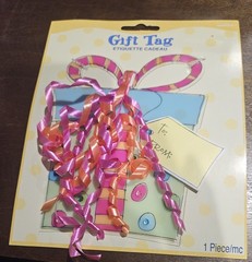 Gift tag sticker Large Gift Box with ribbon by Amscan to& from 4×5″