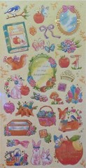 Gilded Princess Snow White Mirror Rabbit Apple Books Flowers Birds Sticker