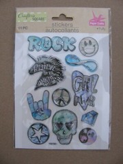 Crafter’s Square Metal Stickers ROCK GIRL POWER 1 Sheet 11 Count NIP