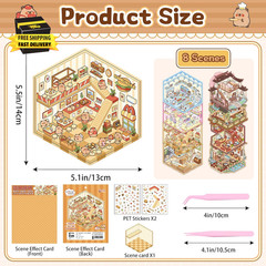 3D Sticker Scene 8PCS Mini Scene Stickers for Adults 3D Stickers Scene Set Cute