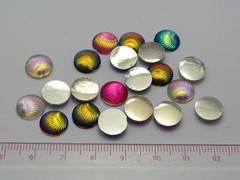 100 Mixed Color With AB Shell Acrylic Flatback Round Cabochons 10mm
