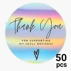 50 Hologram » Thank You for Supporting my Small Business » Stickers 1″ Round