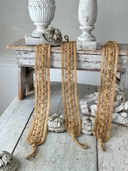 25×3 Antique French Gold Silk Passementerie Trim Tieback c1900 Ornate Handwoven