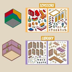 4 (3D) 5.8 x 5.0 Isometric Scene Rooms. Music, Toy, Play, and Magic Room.