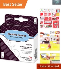 500 Pack Clear Mounting Squares, Acid-Free, Perfect for Scrapbooking & Projects
