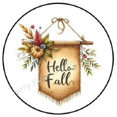 HELLO FALL BURLAP BANNER SIGN ENVELOPE SEALS LABELS STICKERS PARTY FAVORS