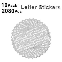 10 Sheet Small Letter Stickers, 1/2 Inch Self Adhesive 0.5 Inch, White (0.5″)