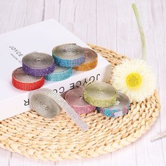 3 Roll 1 Yard 8mm Crystal Rhinestone Diamond Yellow Luminous Ribbon