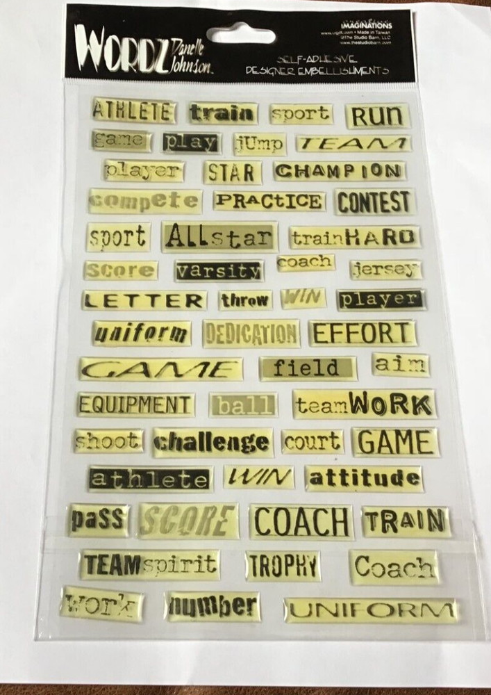 Creative Imaginations 6 X 9″ EPOXY LABEL STICKERS WORDZ SPORTS GAME ATHLETE *