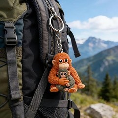 Punch The Monkey Keychain 3D Printed Holding Plush Toy Hanging Keyring