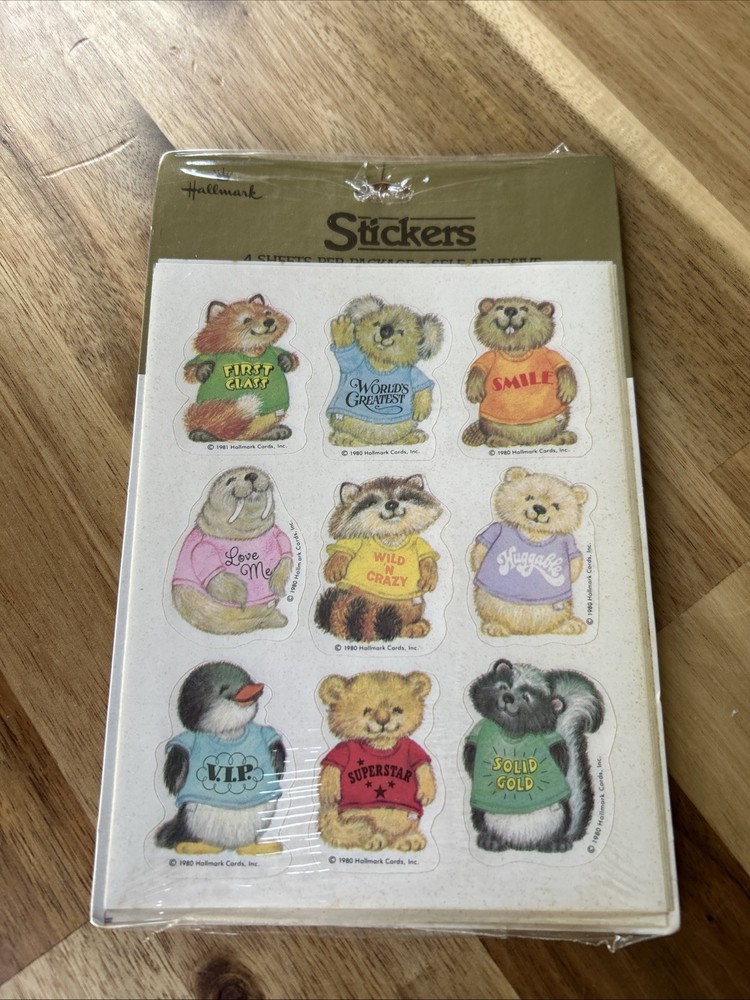 1980 Shirt Tales Hallmark Sticker Set 4 Sheets 36 Stickers Sealed NOS